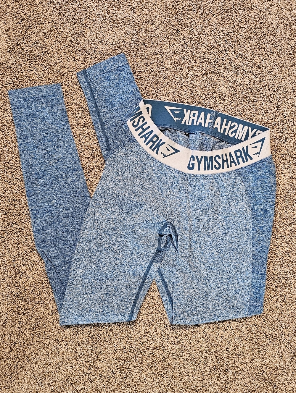 Women's Gymshark Blue Seamless  Leggings With Logo Waistband